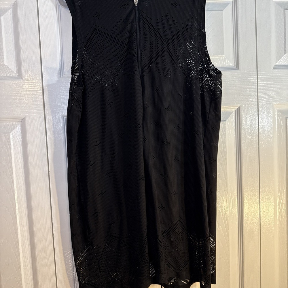 DOTTI Retail $56 Gypsy Swim Cover Up‎ Womens Black Hooded Full Zip Size Large